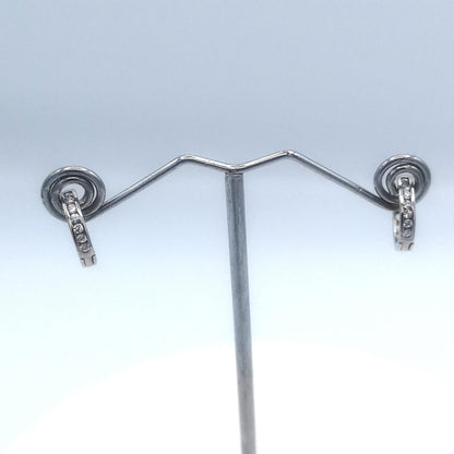 Sterling Silver Rhodium Plated CZ 12mm Huggie Earrings