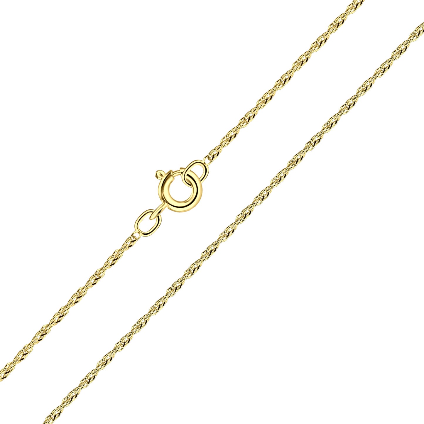 Sterling Silver 14kt Yellow Gold Plated Singapore Chain