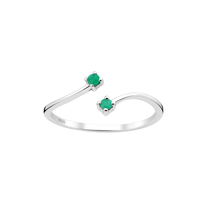 Sterling Silver Adjustable Emerald Ring