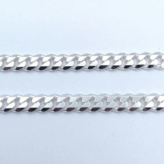 Sterling Silver 6.6mm Diamond Cut Curb Chain