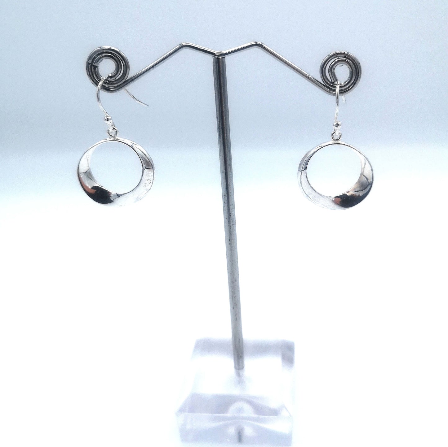 Sterling Silver Twisted Circle Dropper Earrings