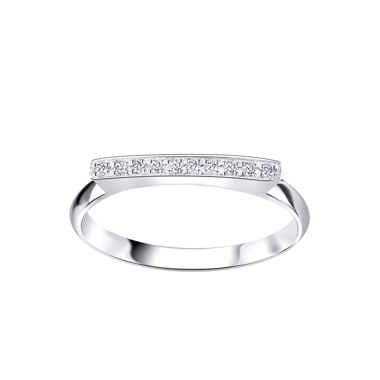 Sterling Silver Cubic Zirconia Bar Ring
