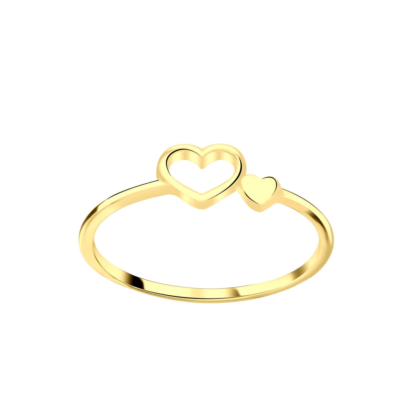 Sterling Silver 14kt Yellow Gold Plated Double Heart Ring