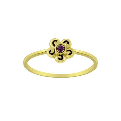 Sterling Silver 14kt Gold Plated Crystal Flower Ring