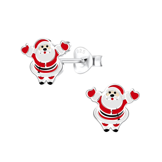 Sterling Silver Santa Claus Stud Earrings