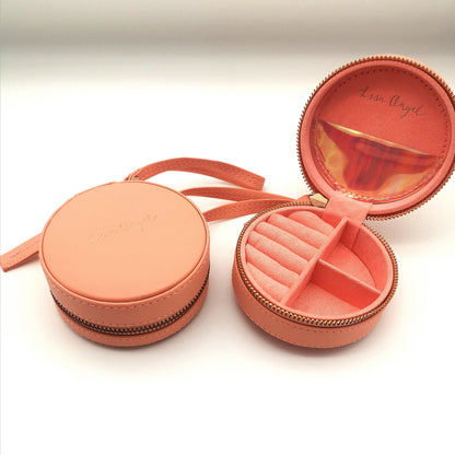 Peach & Pink Round Jewellery Travel Case
