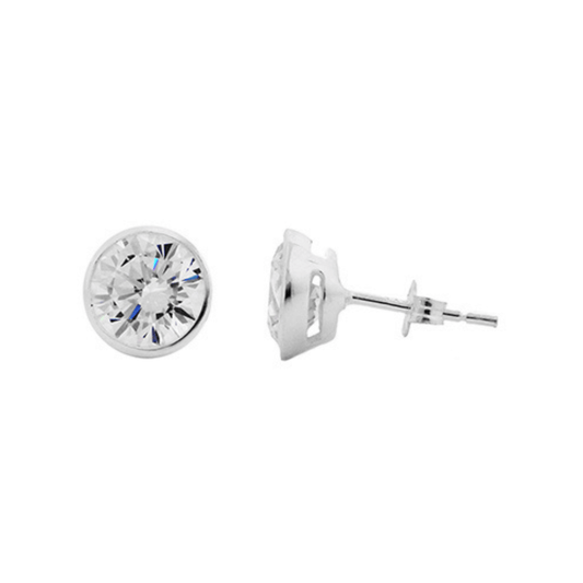 Sterling Silver Encased 4mm CZ Stud Earrings