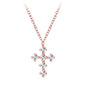 Sterling Silver 14kt Rose Gold Plated Crystal Cross Necklace
