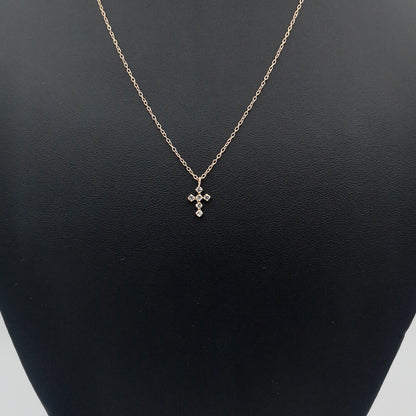 Sterling Silver 14kt Rose Gold Plated Crystal Cross Necklace