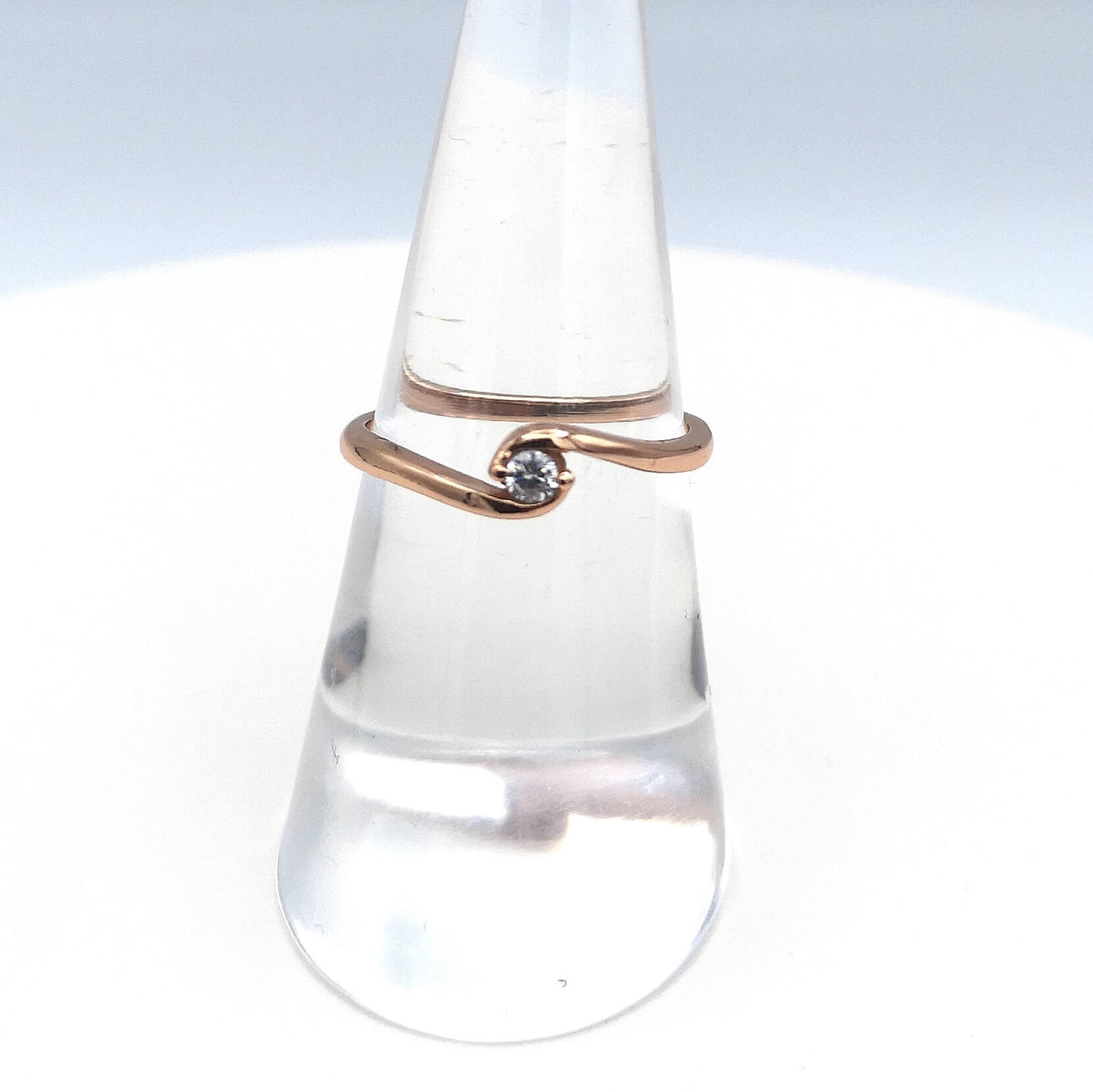 Sterling Silver 14kt Rose Gold Plated Swirling CZ Ring