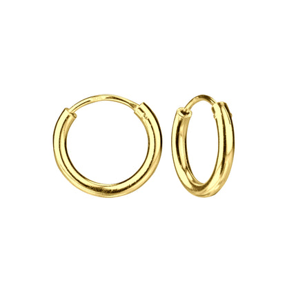 Sterling Silver 14kt Yellow Gold Plated 14mm Thick Hoop Earrings