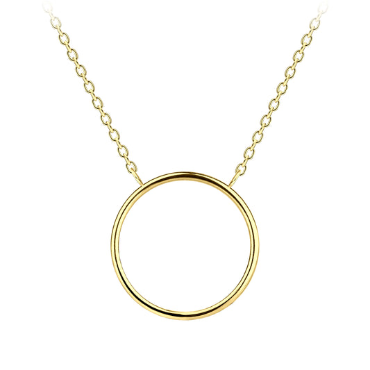 Sterling Silver 14kt Yellow Gold Plated Circle Necklace