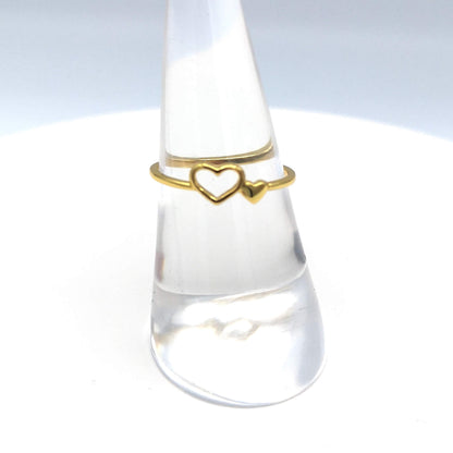 Sterling Silver 14kt Yellow Gold Plated Double Heart Ring