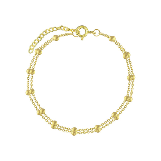 Sterling Silver 14kt Yellow Gold Plated Double Satellite Bracelet