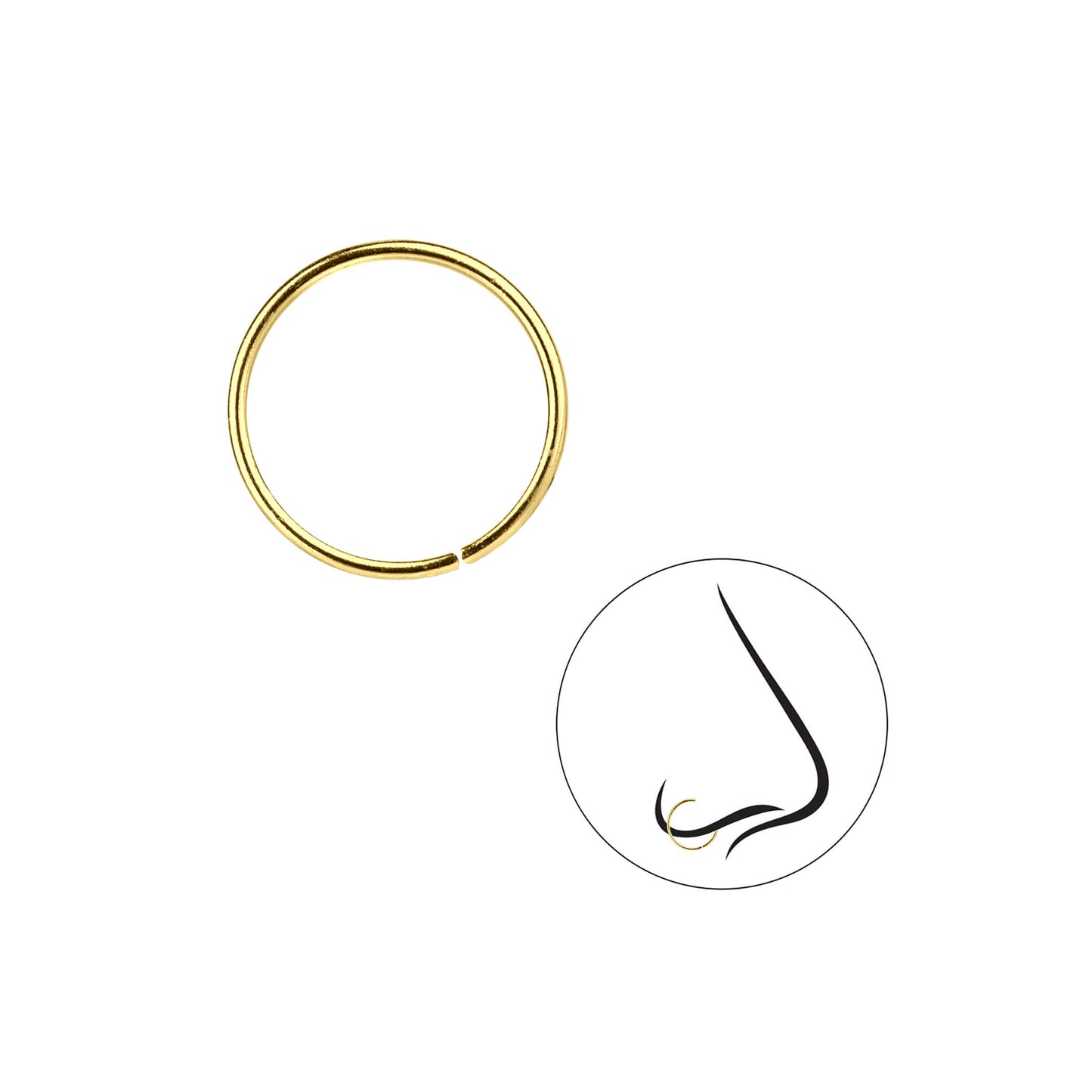 Sterling Silver 14kt Yellow Gold Plated Plain Nose Ring