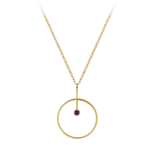 Sterling Silver 14kt Yellow Gold Plated Purple CZ Necklace