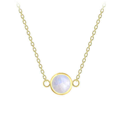 Sterling Silver 14kt Yellow Gold Plated Rainbow Moonstone Necklace