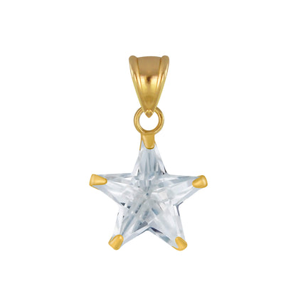 Sterling Silver 14kt Yellow Gold Plated Star CZ Pendant