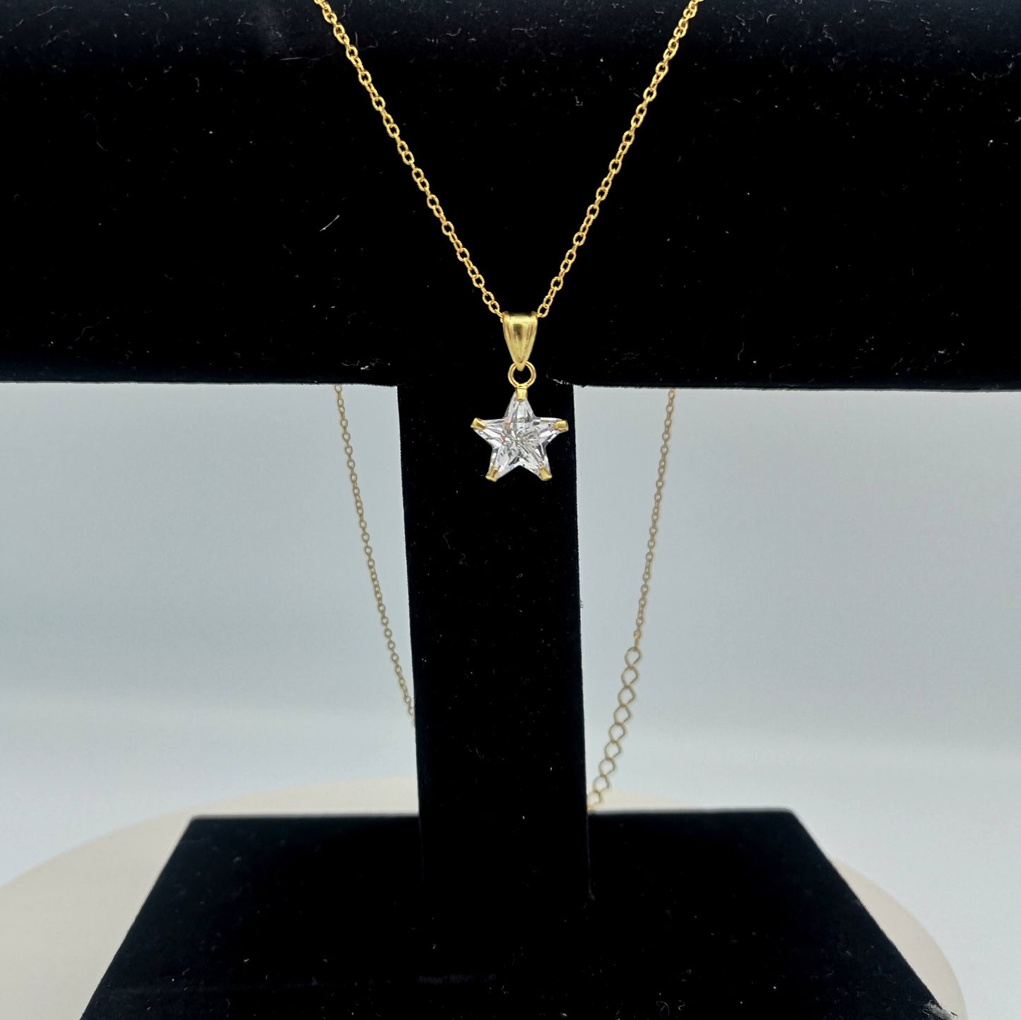Sterling Silver 14kt Yellow Gold Plated Star CZ Pendant