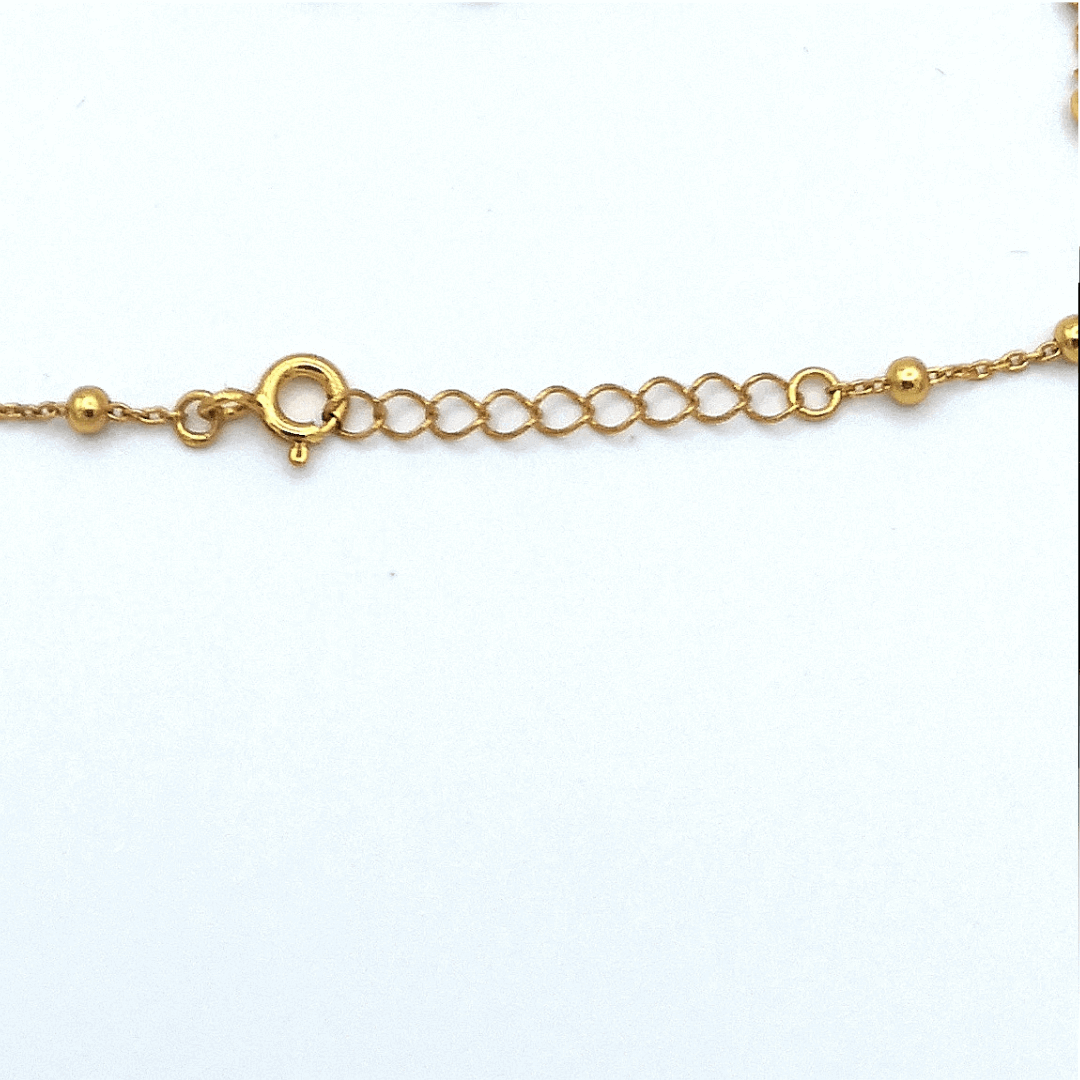 Sterling Silver 14kt Yellow Gold Satellite Anklet