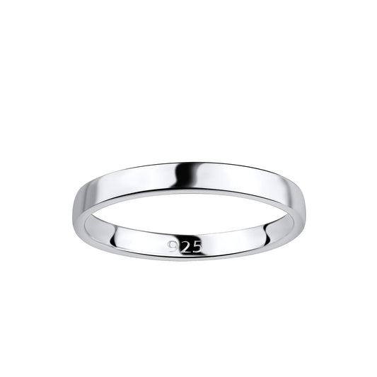 Sterling Silver 2.5mm Plain Flat Band Ring