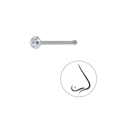 Sterling Silver 2.5mm Round Crystal Nose Stud
