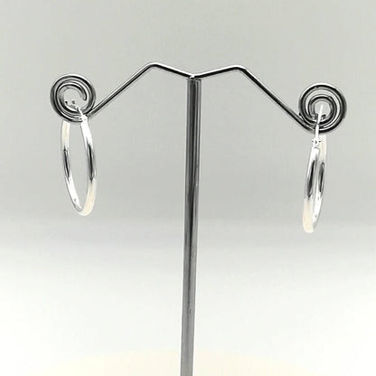 Sterling Silver 24mm Plain Creole Hoop Earrings