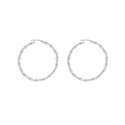 Sterling Silver 36mm Twisted Creole Hoop Earrings