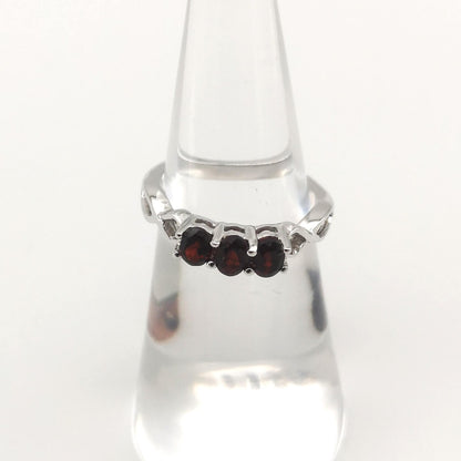 Sterling Silver 3 Stone Garnet Ring