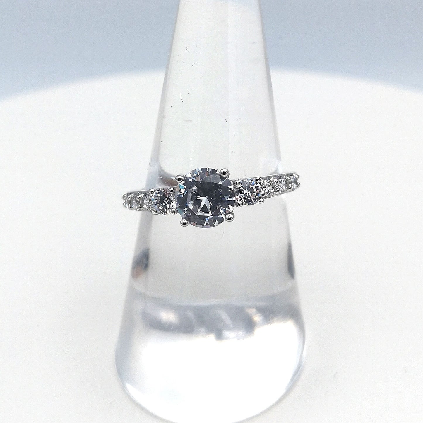 Sterling Silver 3 Stone Round Cut CZ Ring