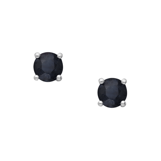 Sterling Silver Round Cut Sapphire Stud Earrings