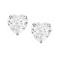 Sterling Silver 4mm 3 Claw Heart Cut CZ Earrings