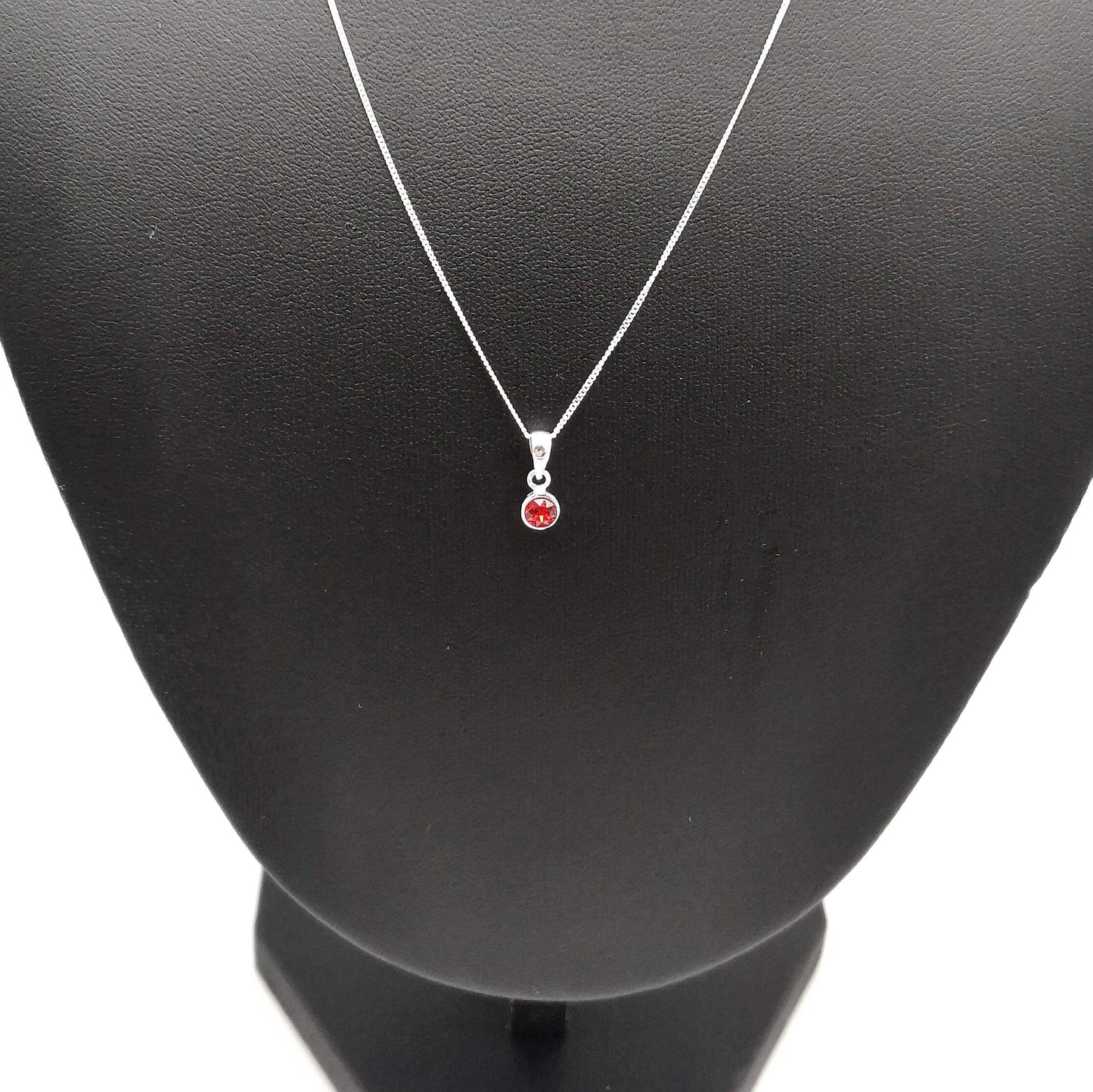 Sterling Silver 4mm Ruby Red CZ Pendant (July)