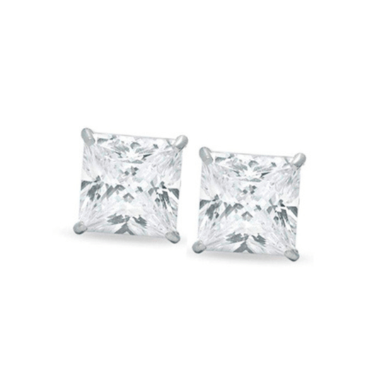 Sterling Silver 4mm Square CZ Studs