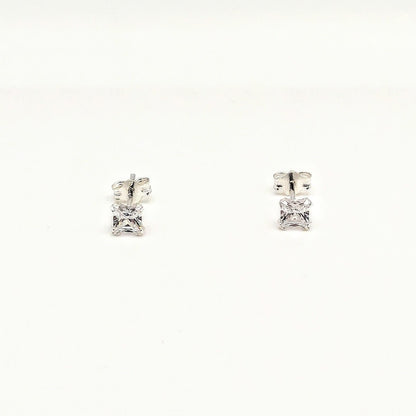 Sterling Silver 4mm Square CZ Studs