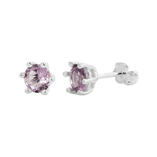 Sterling Silver 5mm Amethyst Stud Earrings