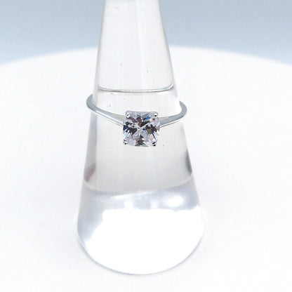 Sterling Silver 6mm Cushion Cut CZ Solitaire Ring