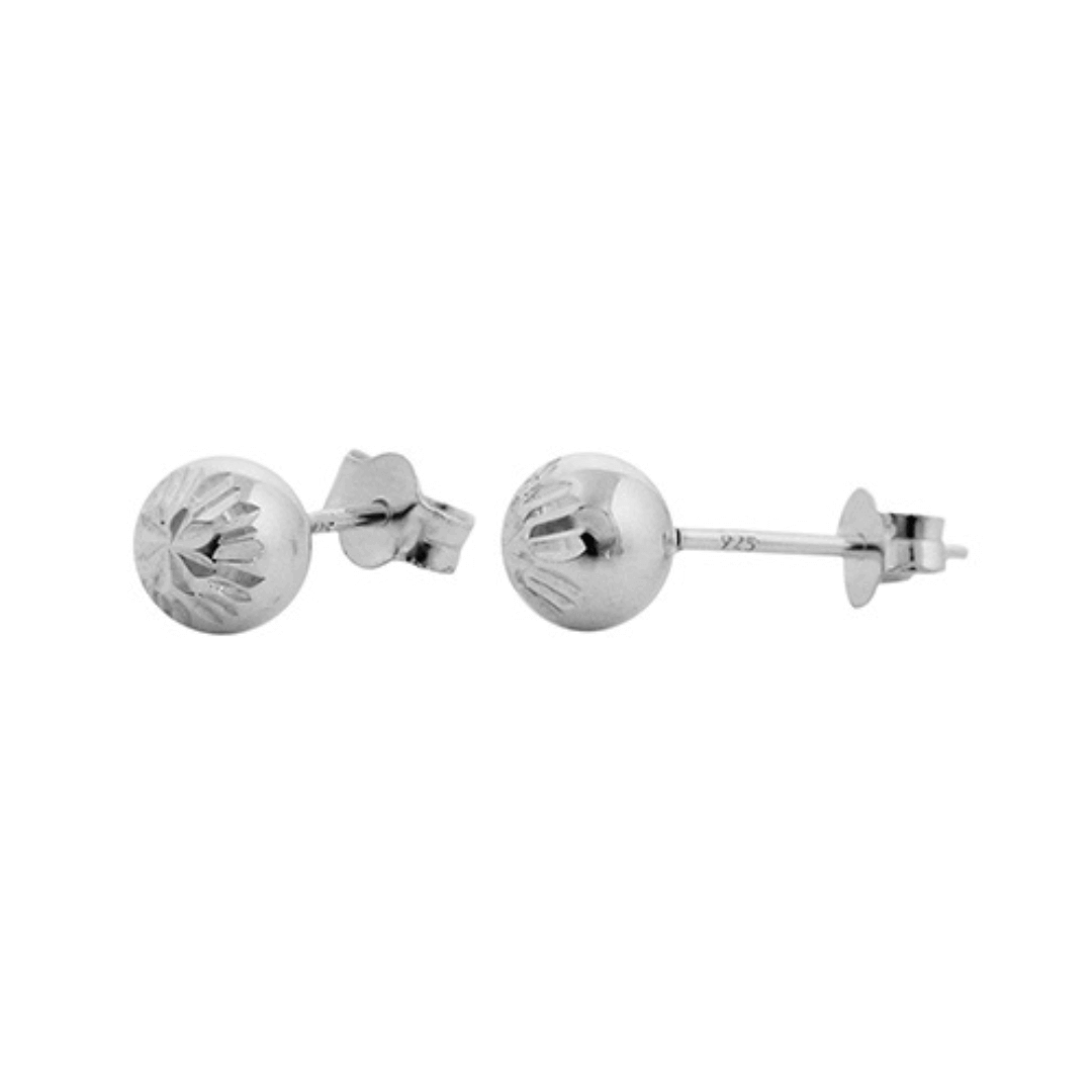 Sterling Silver 6mm Diamond Cut Ball Stud Earrings
