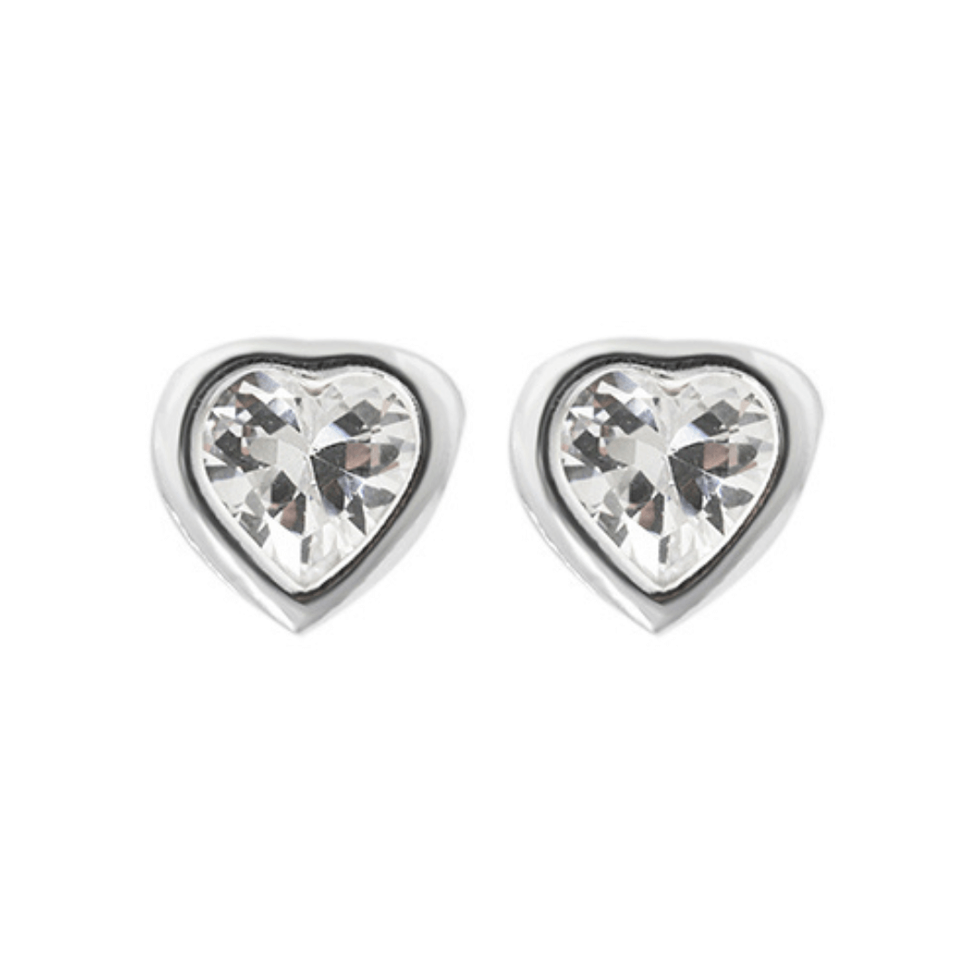 Sterling Silver 6mm Heart CZ Stud Earrings