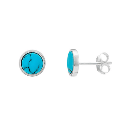 Sterling Silver 7mm Round Turquoise Stud Earrings