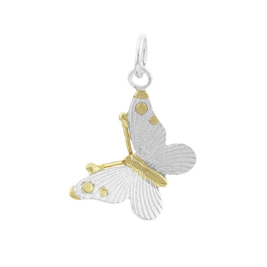 Sterling Silver 9ct Gold Plated Butterfly Pendant