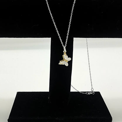 Sterling Silver 9ct Gold Plated Butterfly Pendant