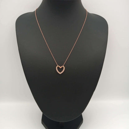 Sterling Silver 9kt Rose Gold Plated CZ Heart Necklace