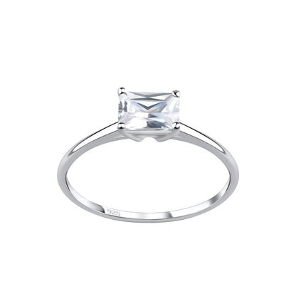 Sterling Silver Baguette Cut Cubic Zirconia Ring