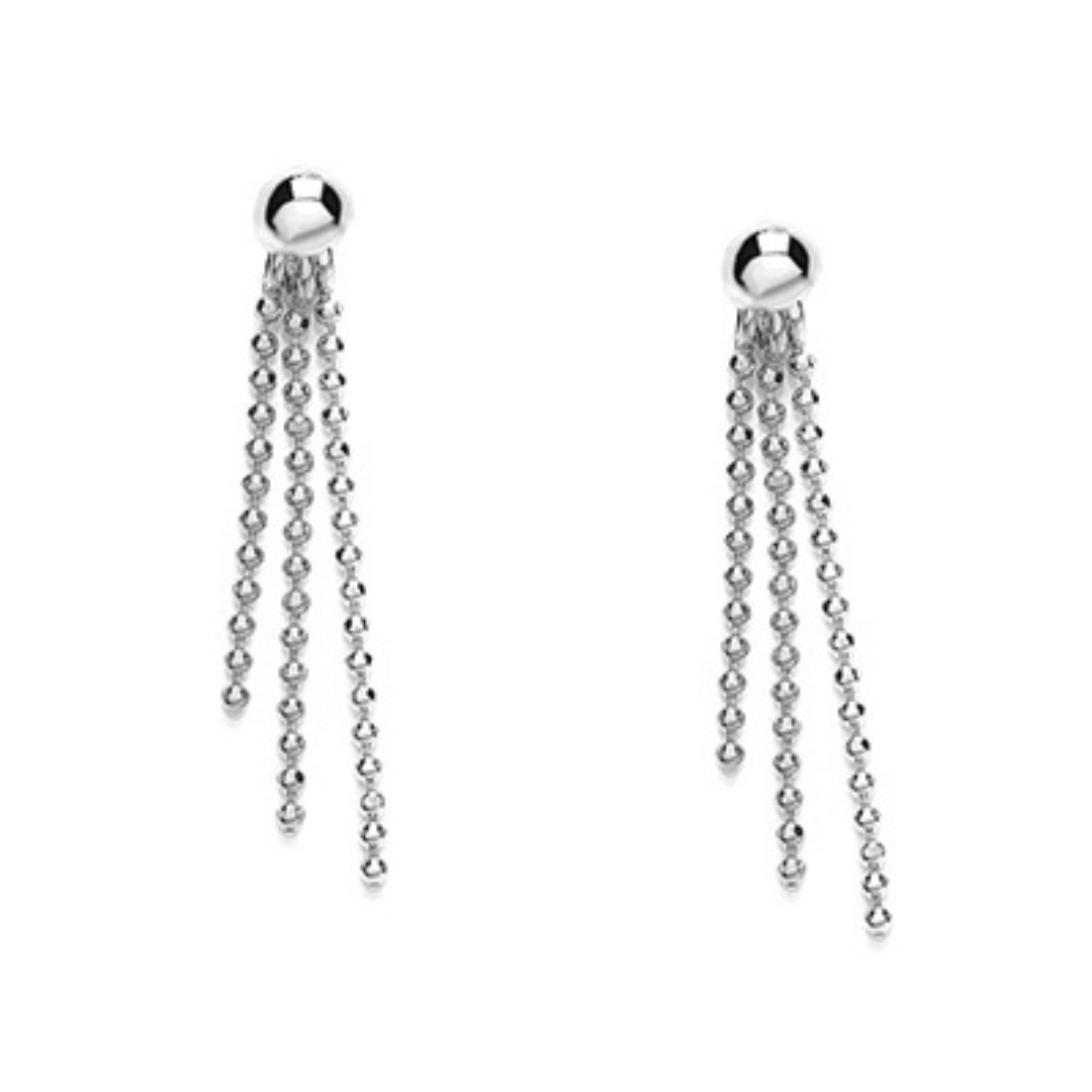 Sterling Silver Ball Chain Stud Dropper Earrings