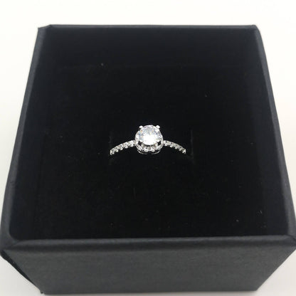 Sterling Silver Round Cut CZ Hidden Halo Ring