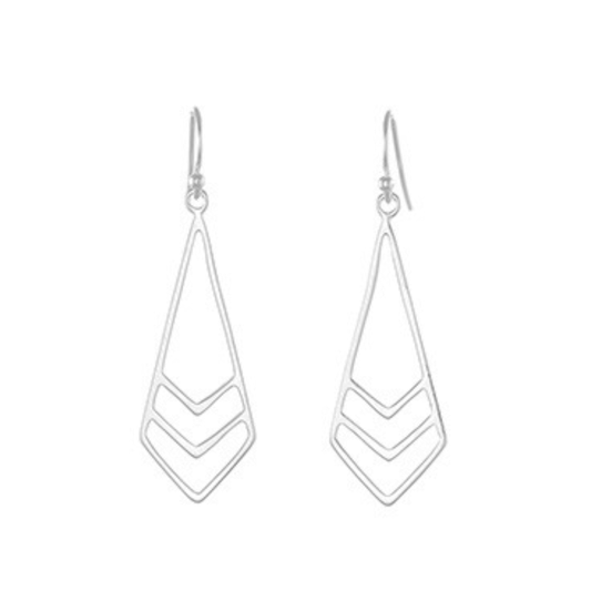 Sterling Silver Chevron Dropper Earrings