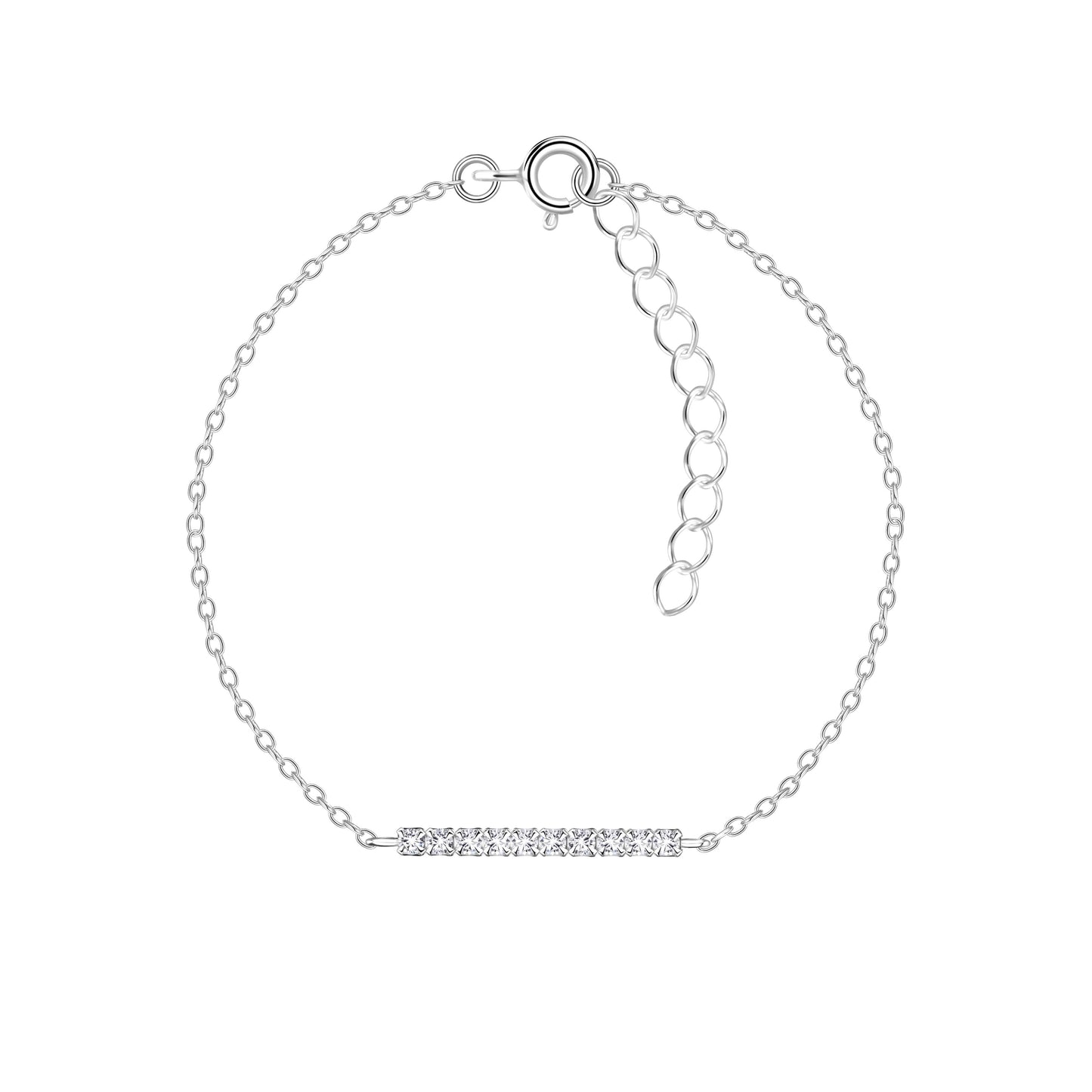 Sterling Silver Crystal Bar Bracelet