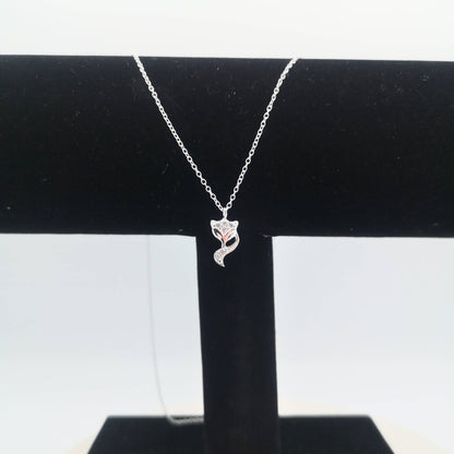 Sterling Silver CZ Fox Necklace