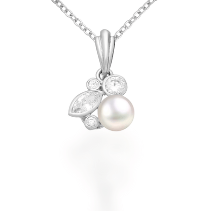 Sterling Silver Freshwater Pearl & CZ Pendant